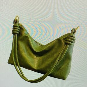 Green Shoulder Bag Hobo Style Knot Detail Versatile Everyday Purse